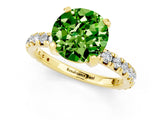 Yellow gold Round Cut Peridot Pavé Solitaire Ring with Round Band and Prong Setting_25