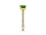 Yellow gold Round Cut Peridot Pavé Solitaire Ring with Round Band and Prong Setting_26