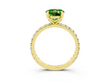 Yellow gold Round Cut Peridot Pavé Solitaire Ring with Round Band and Prong Setting_27