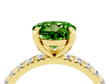Yellow gold Round Cut Peridot Pavé Solitaire Ring with Round Band and Prong Setting_28