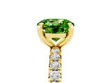 Yellow gold Round Cut Peridot Pavé Solitaire Ring with Round Band and Prong Setting_29