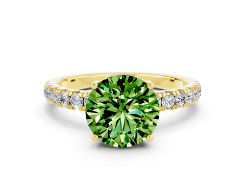 Yellow gold Round Cut Peridot Pave Band Solitaire Ring with Four-Prong Setting_24