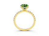 Yellow gold Round Cut Peridot Pave Band Solitaire Ring with Four-Prong Setting_27
