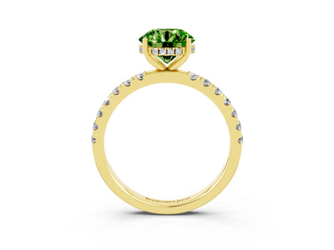 Yellow gold Round Cut Peridot Pave Band Solitaire Ring with Four-Prong Setting_27