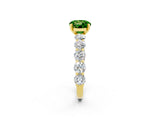 Yellow gold Round Cut Peridot Prong Setting with Side Stones on a Pave Band_2