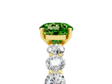 Yellow gold Round Cut Peridot Prong Setting with Side Stones on a Pave Band_5