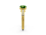 Yellow gold Round Cut Peridot Ring with Milgrain Pavé Band and Four-Prong Setting_14