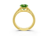 Yellow gold Round Cut Peridot Ring with Milgrain Pavé Band and Four-Prong Setting_15