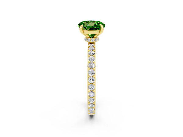 Yellow gold Round Cut Peridot Pavé Engagement Ring with Round  Accents and Prong Setting