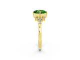 Yellow gold Round Cut Peridot Ring with Side Stones and Four-Prong Setting_38