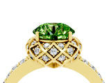 Yellow gold Round Cut Peridot Scalloped Halo Engagement Ring with Round Shared Prong Band_28
