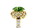 Yellow gold Round Cut Peridot Scalloped Halo Engagement Ring with Round Shared Prong Band_29