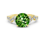Yellow gold Round Cut Peridot Scattered Round Accent Ring with Prong Setting_12