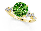 Yellow gold Round Cut Peridot Scattered Round Accent Ring with Prong Setting_13