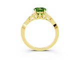 Yellow gold Round Cut Peridot Solitaire Celtic Knot Ring with Four-Prong Setting_15