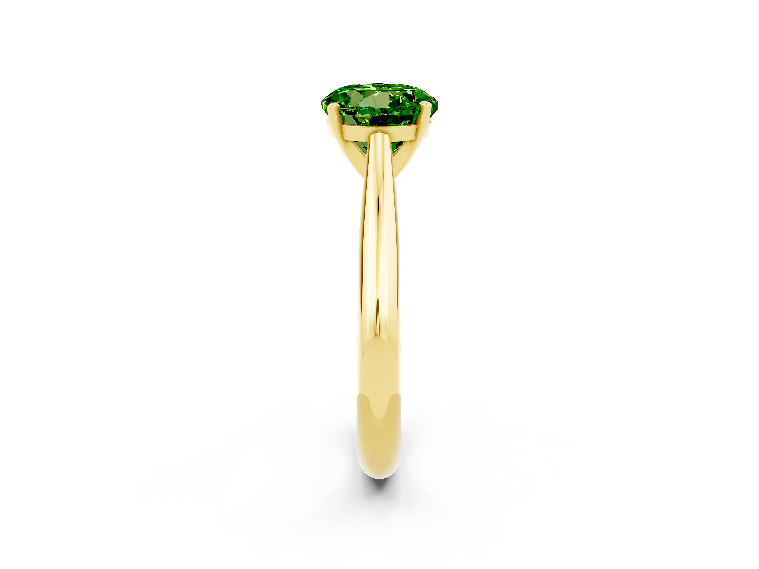 Yellow gold Round Cut Peridot Solitaire Engagement Ring with Cathedral Setting and Four-Prong Mount_14