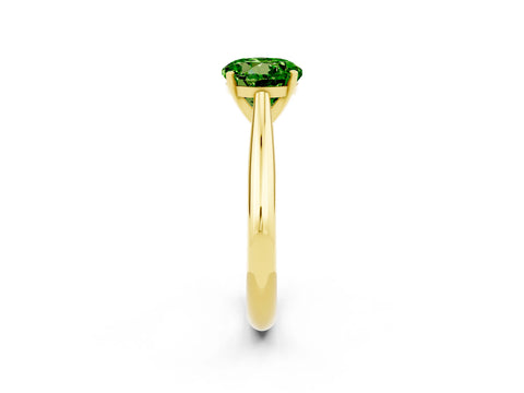 Yellow gold Round Cut Peridot Solitaire Engagement Ring with Cathedral Setting and Four-Prong Mount_14