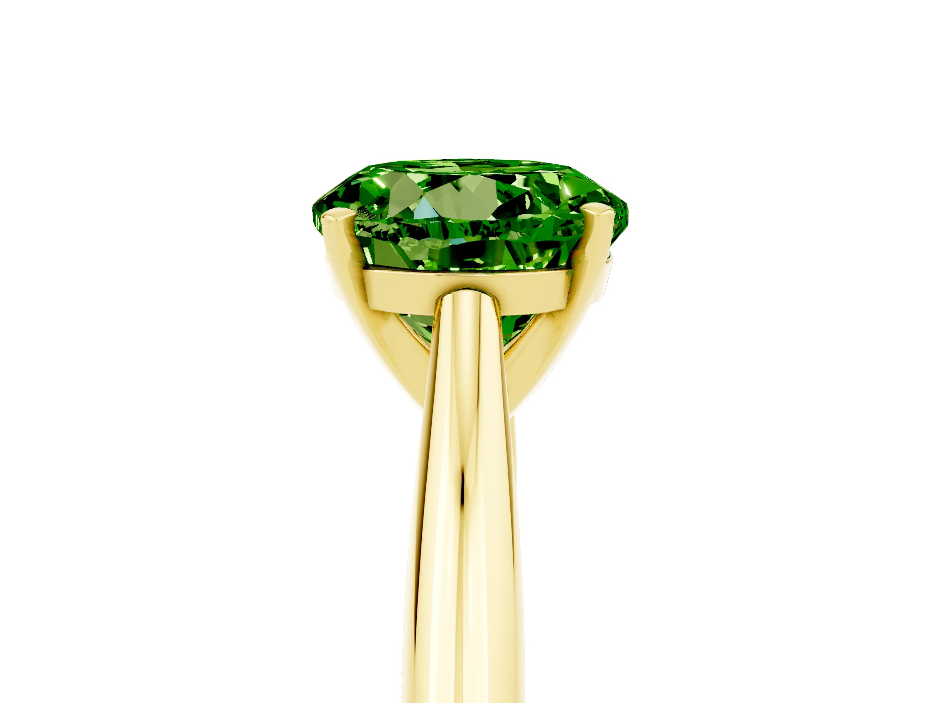 Yellow gold Round Cut Peridot Solitaire Engagement Ring with Cathedral Setting and Four-Prong Mount_17