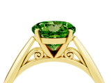 Yellow gold Round Cut Peridot Solitaire Engagement Ring with Cathedral Setting and Four-Prong Mount_34