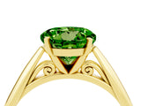 Yellow gold Round Cut Peridot Solitaire Engagement Ring with Cathedral Setting and Four-Prong Mount_76