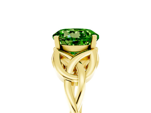 Yellow gold Round Cut Peridot Solitaire Engagement Ring with Celtic Knot Band and Four-Prong Setting_5