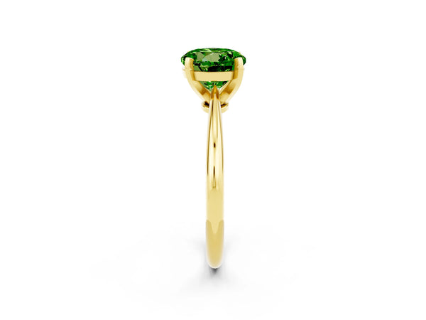 Yellow gold Round Cut Peridot Solitaire Engagement Ring with Classic Band and Four-Prong Setting