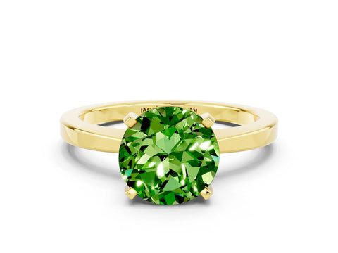 Yellow gold Round Cut Peridot Solitaire Engagement Ring with Classic Band and Four-Prong Setting_24