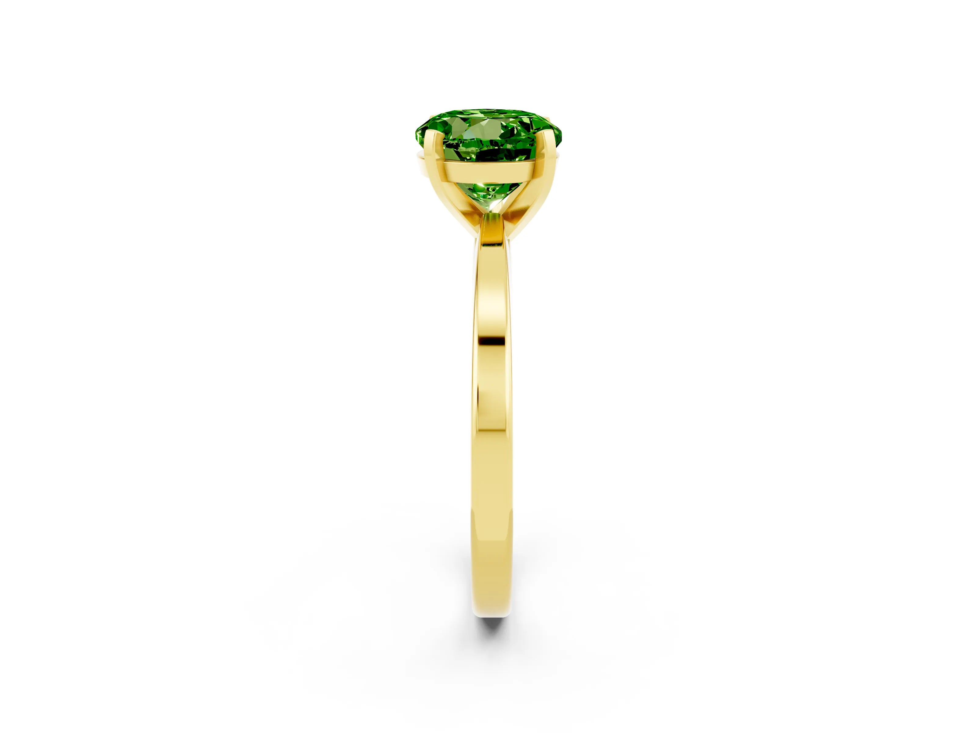 Yellow gold Round Cut Peridot Solitaire Engagement Ring with Classic Band and Four-Prong Setting_26