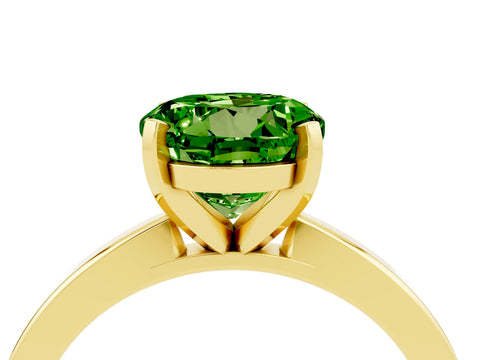 Yellow gold Round Cut Peridot Solitaire Engagement Ring with Classic Band and Four-Prong Setting_28