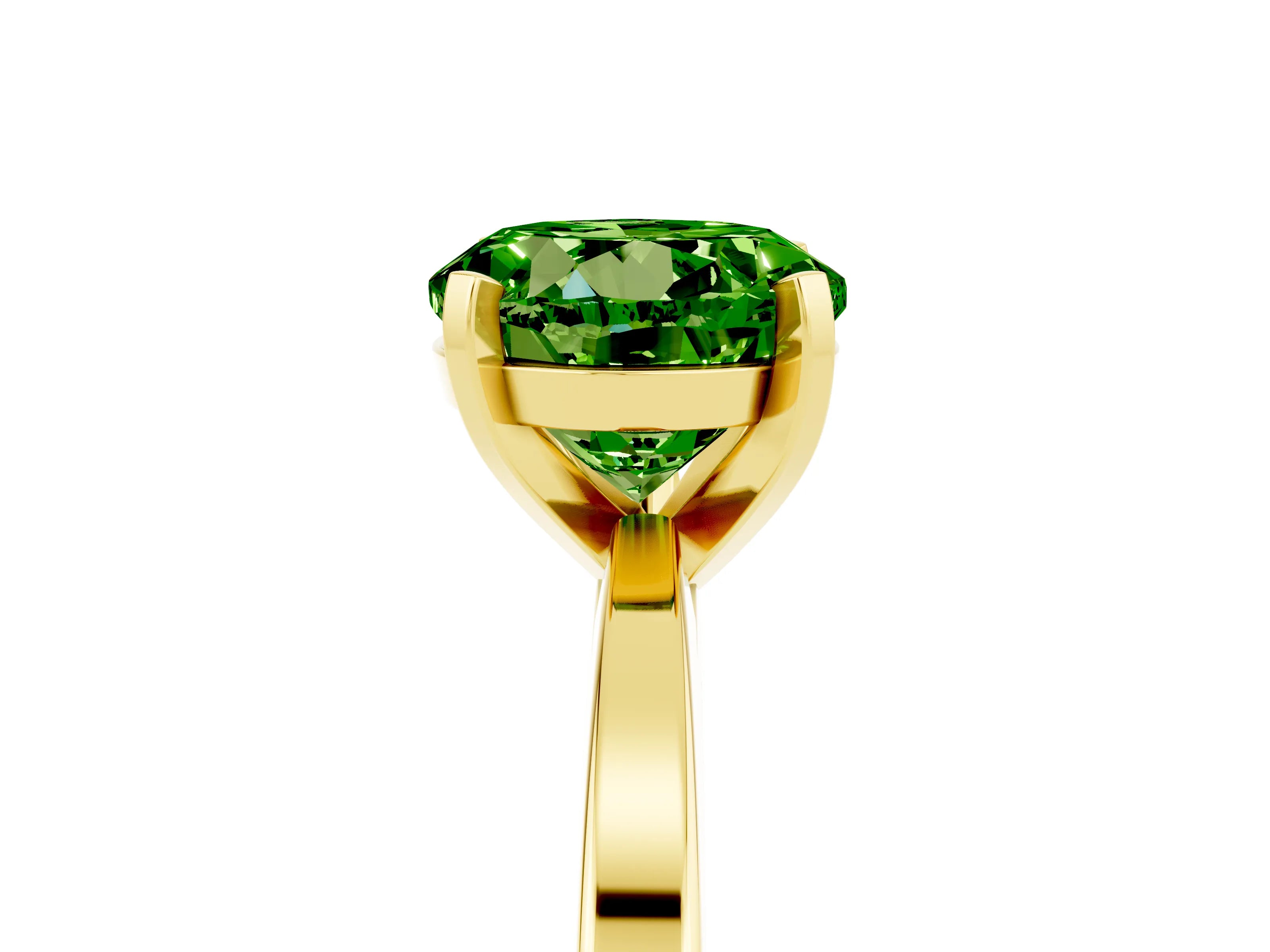 Yellow gold Round Cut Peridot Solitaire Engagement Ring with Classic Band and Four-Prong Setting_29