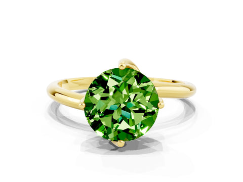 Yellow gold Round Cut Peridot Solitaire Engagement Ring with Four-Prong Setting and Classic Band_12