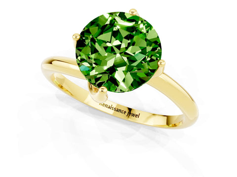 Yellow gold Round Cut Peridot Solitaire Engagement Ring with Four-Prong Setting and Classic Band_13