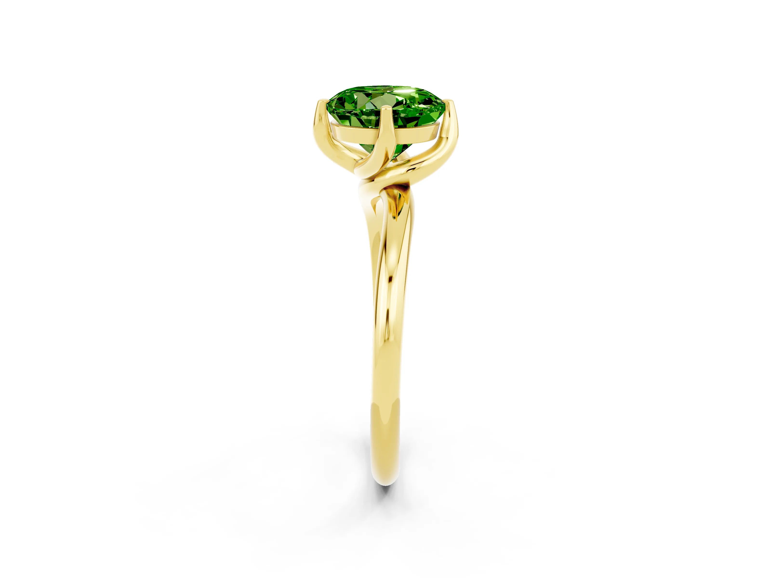 Yellow gold Round Cut Peridot Solitaire Engagement Ring with Four-Prong Setting and Classic Band_14