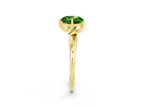 Yellow gold Round Cut Peridot Solitaire Engagement Ring with Four-Prong Setting and Classic Band_14