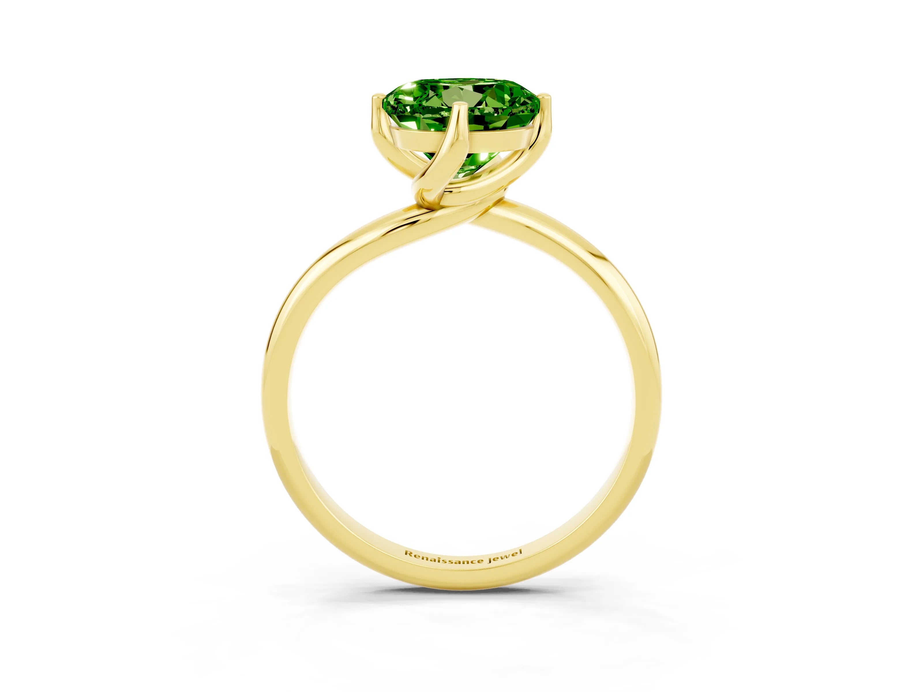 Yellow gold Round Cut Peridot Solitaire Engagement Ring with Four-Prong Setting and Classic Band_15
