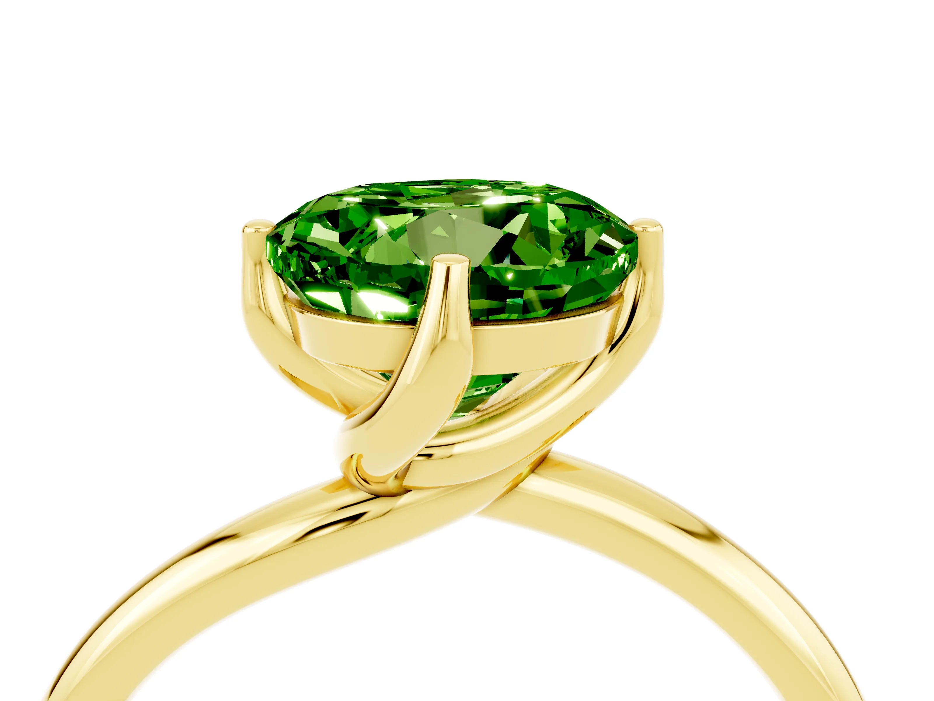 Yellow gold Round Cut Peridot Solitaire Engagement Ring with Four-Prong Setting and Classic Band_16