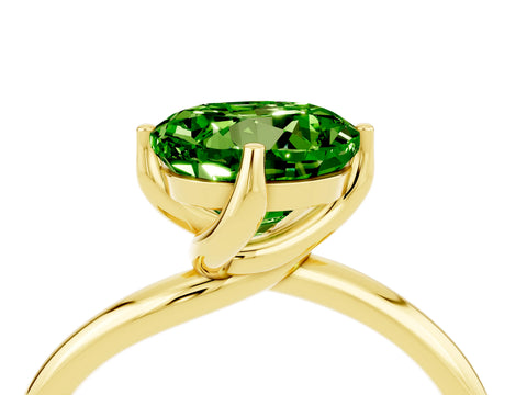 Yellow gold Round Cut Peridot Solitaire Engagement Ring with Four-Prong Setting and Classic Band_16