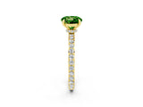 Yellow gold Round Cut Peridot Solitaire Engagement Ring with Pavé Band and Four-Prong Setting_2