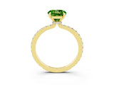 Yellow gold Round Cut Peridot Solitaire Engagement Ring with Pavé Band and Four-Prong Setting_3