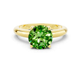 Yellow gold Round Cut Peridot Solitaire Engagement Ring with Round Band and Four-Prong Setting