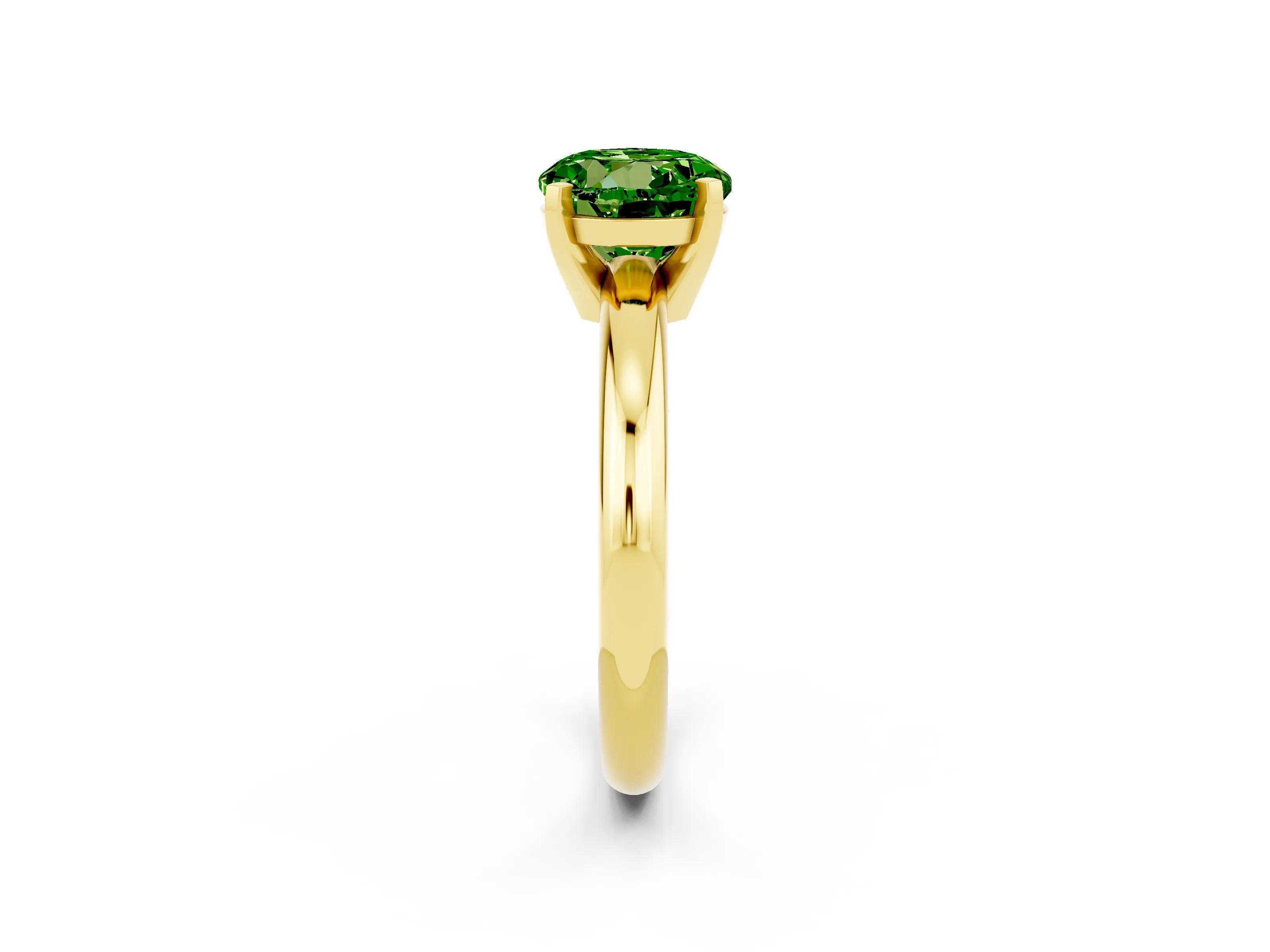 Yellow gold Round Cut Peridot Solitaire Engagement Ring with Round Band and Four-Prong Setting_2