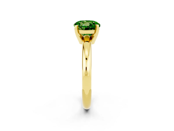 Yellow gold Round Cut Peridot Solitaire Engagement Ring with Round Band and Four-Prong Setting