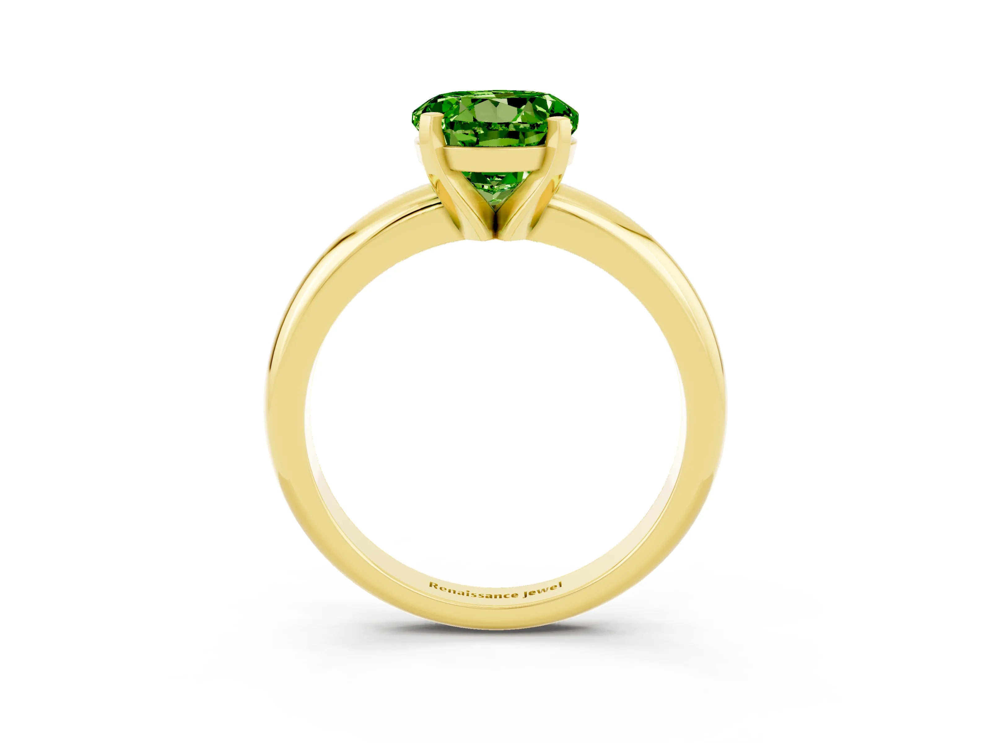 Yellow gold Round Cut Peridot Solitaire Engagement Ring with Round Band and Four-Prong Setting_3