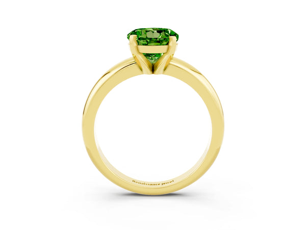 Yellow gold Round Cut Peridot Solitaire Engagement Ring with Round Band and Four-Prong Setting