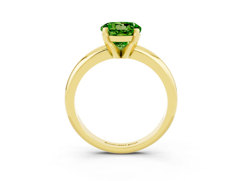 Yellow gold Round Cut Peridot Solitaire Engagement Ring with Round Band and Four-Prong Setting_3
