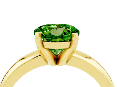 Yellow gold Round Cut Peridot Solitaire Engagement Ring with Round Band and Four-Prong Setting_4