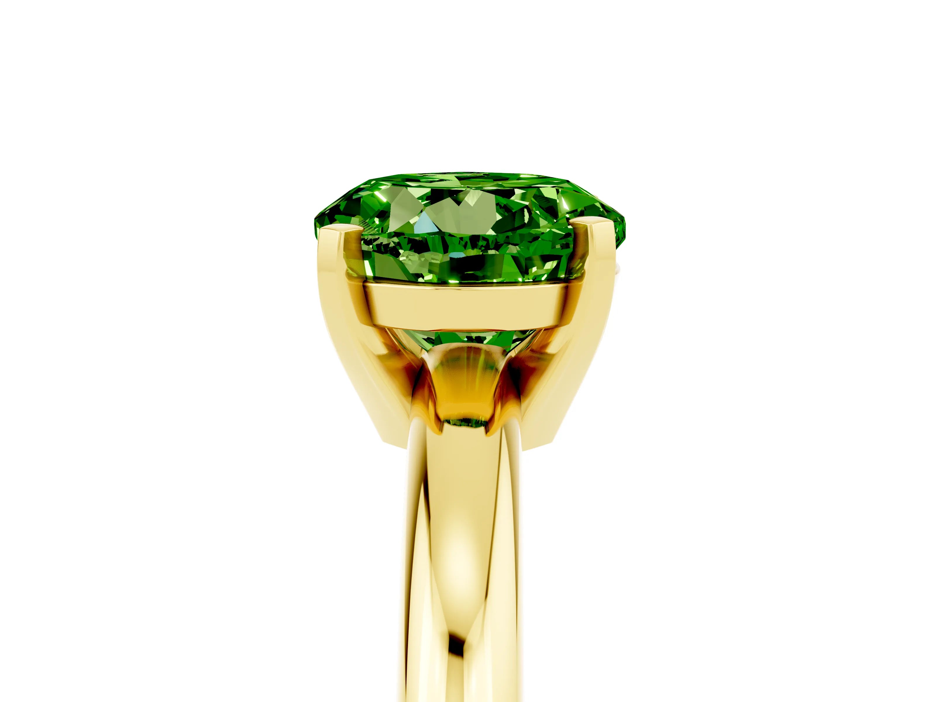 Yellow gold Round Cut Peridot Solitaire Engagement Ring with Round Band and Four-Prong Setting_5