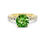 Yellow gold Round Cut Peridot Solitaire Pavé Band with Four-Prong Setting