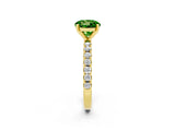 Yellow gold Round Cut Peridot Solitaire Pavé Band with Four-Prong Setting_2
