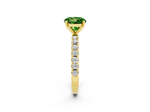 Yellow gold Round Cut Peridot Solitaire Pavé Band with Four-Prong Setting_2